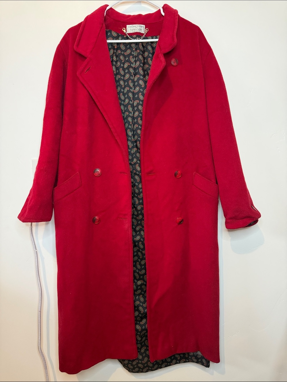Women's Wool Red Double-Breasted Trench Coat by Collection